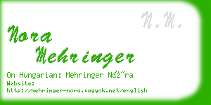 nora mehringer business card